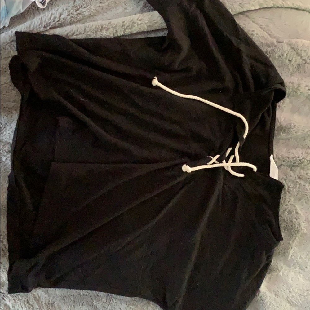 Black tie up soft long sleeve shirt